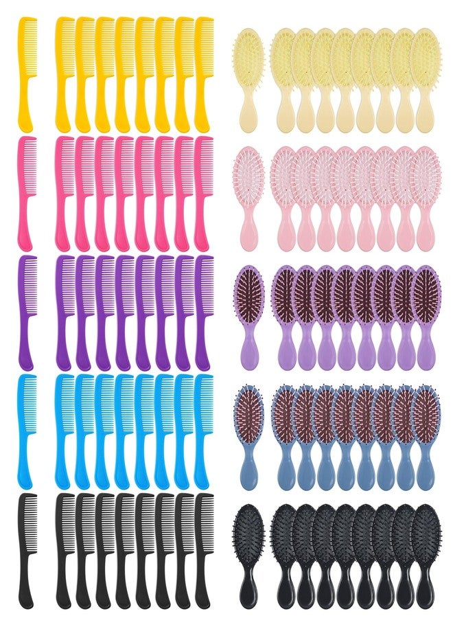 HQSLsund Bulk Hair Brush and Combs Set, Individually Wrapped Detangling Brushes for Wet & Dry Hair, Disposable Hairbrush for Women Men Travel Hotel Shelter Charity Supplies 5 Colors (5.5 inch, Count, 50) - Image 1